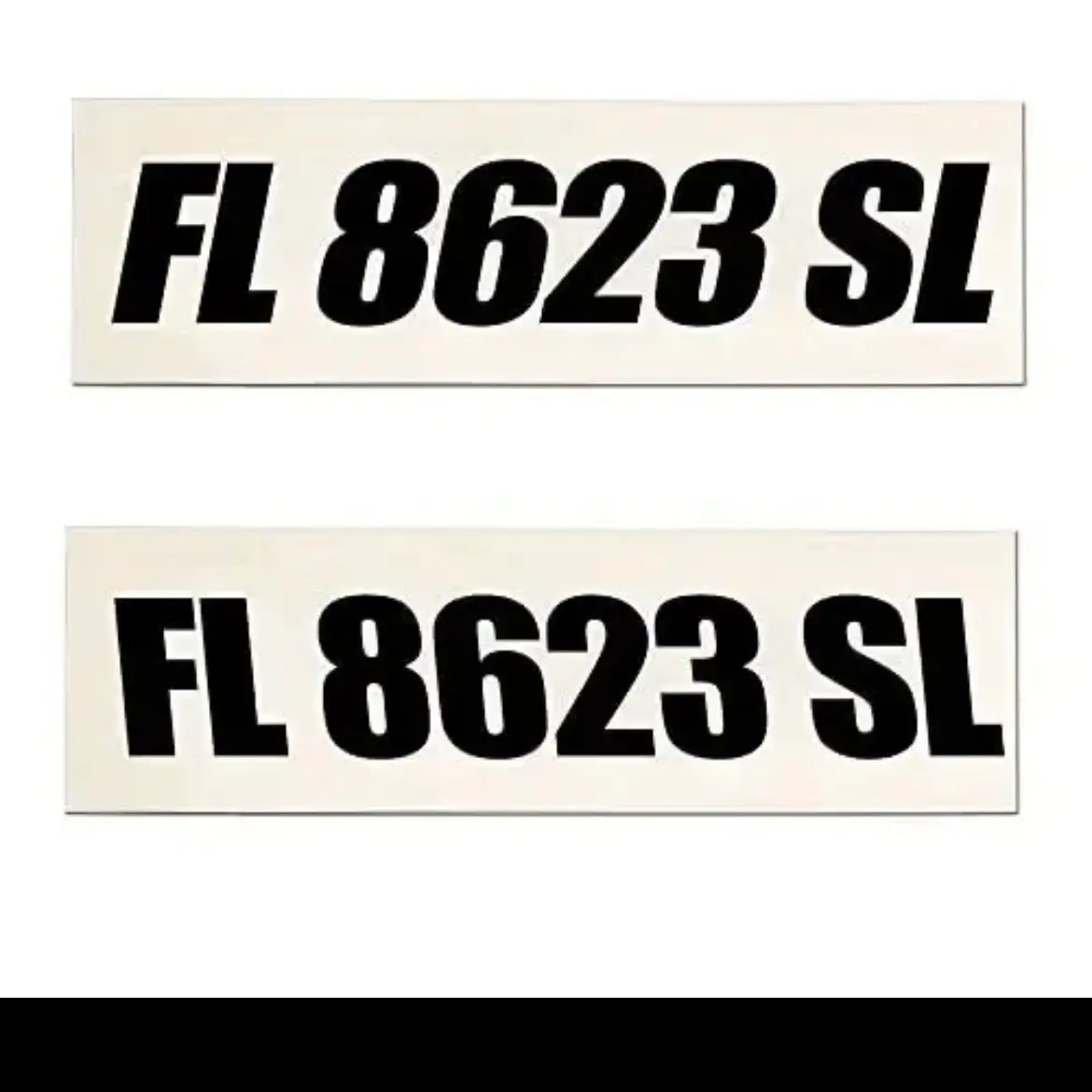 Custom Boat Registration Numbers Letters Decal 3" x 22" sold as set left&right.