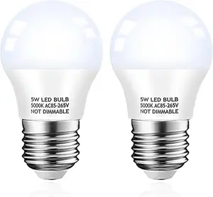 Refrigerator Light Bulb, 40W Equivalent, 5W Daylight White 5000K E26 Base Non-Dimmable, Waterproof LED A15 Appliance Bulb for Fridge Freezer Home Lighting, 2-Pack