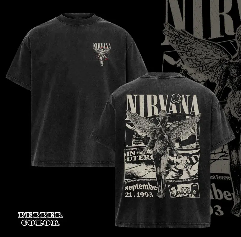 Vintage Retro Nirvana band T-Shirt Men's Music Graphic Tee, Rock Band Shirt, Street Wear, Men Graphic Tee Casual Classic, Top Men's and Women's Clothing