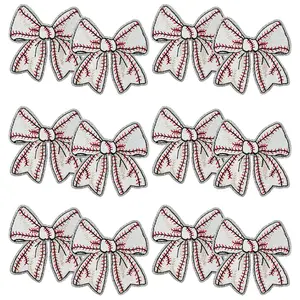 10PCS Iron On Game Day Patches Embroidery Sports Ball Sequin Bow Fashion Sew On Cute Appliques Accessories for DIY Clothes Hats Projects