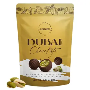 Beemax Dubai Style Chocolate Truffles– Dubai Chocolate Truffles Filled with Pistachio Cream, Milk Chocolate & Crunchy Kadaifi | Gourmet Middle Eastern Candy, 4.24oz Bag - Now Ships with Ice Pack