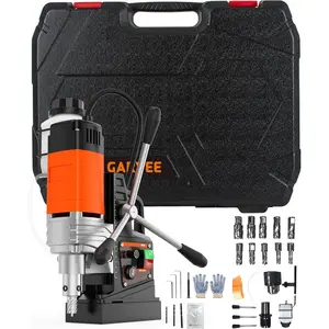 Garvee Magnetic Drill – 1750W, 2" Boring Diameter, 2922lbf Magnetic Holding Power, 810 RPM, 10-Speed, Portable, Includes 10 Pcs Drill Bits (3 Twist Drills) & 1 Plastic Case, for Metal Surface, Industrial Grade