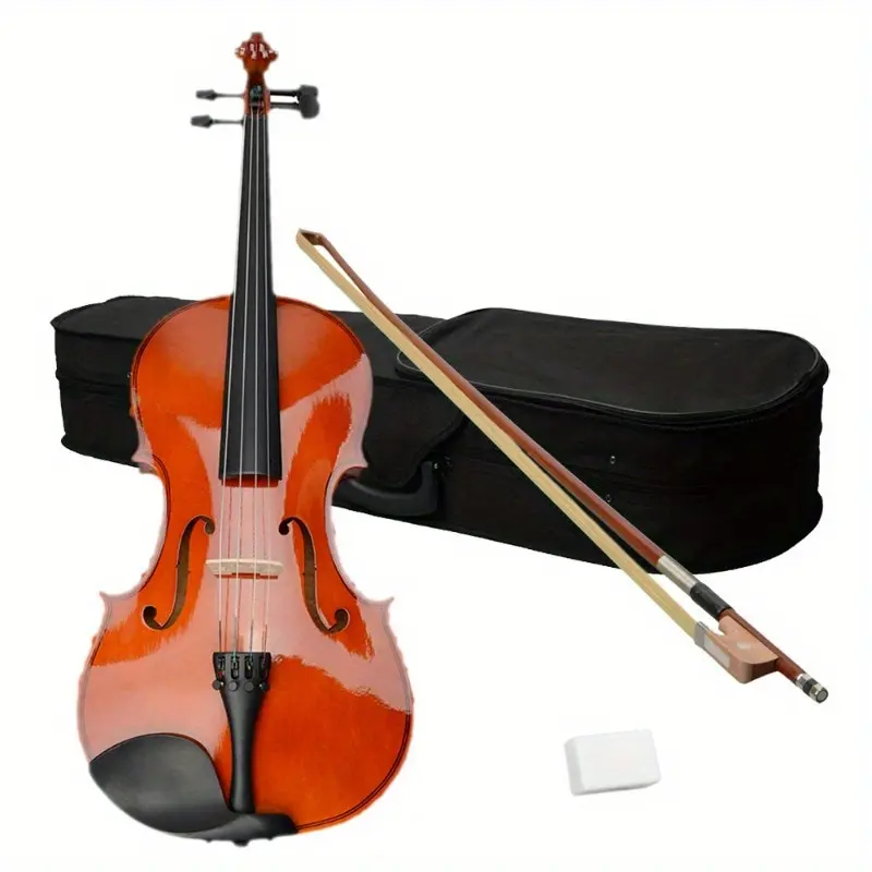 16" Natural Wood Acoustic Viola Set, Including Protective Case, Viola Bow, and Rosin for Stringed Instrument Enthusiasts