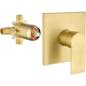 2 Function Shower Valve Kit Single-Handle Shower Valve and Trim Kit Shower Faucet Handle Bathroom Shower Control Valve Kit Rough-In Shower Trim Kit Shower Mixing Valve Brushed