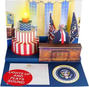 Pop Up Birthday Card with Light & Sound Says Happy Birthday in Donald Trump REAL Voice for Men and Women, Mom & Dad, Husband or Wife, Patriotic, Lighted