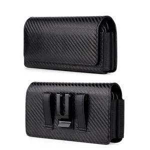 Dual Phone Holster pouch PU Leather Belt Clip Card Slot Magnet Man Waist Bag Carrying Perfect For Outdoor Daily Use