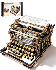 ROKR 3D Wooden Puzzles for Adults, 12-Hour Immersive Mechanical Typewriter Model Kit,Gifts for Adults LK703B (Classic Version)