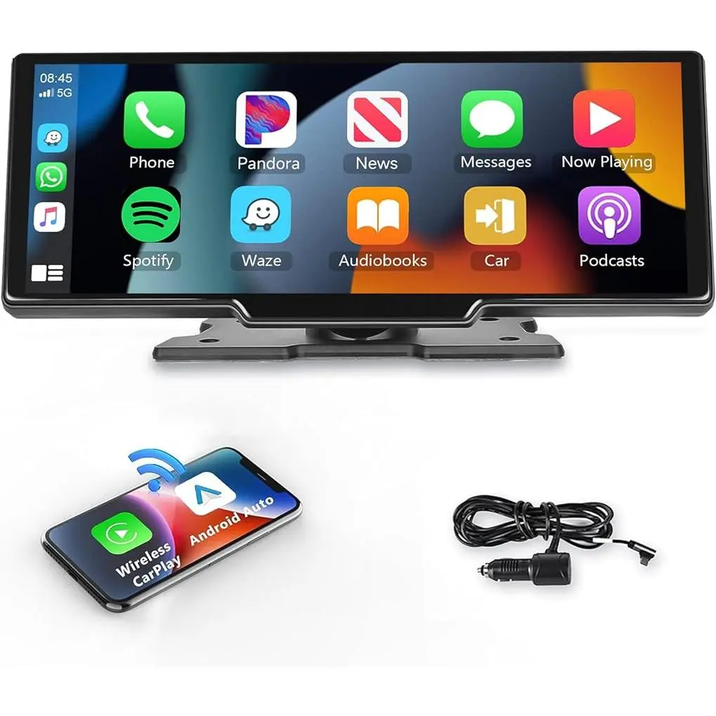 10.26" Touchscreen Wireless Carplay Portable Car Stereo Android Auto, Car Play Navigation with Voice Control, Bluetooth Handsfree Call/Music, AUX/FM Transmitter, Car Radio Receiver, Carplay Screen For Car