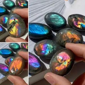 Vibrant Color Flash Labradorite Palm Stone - 1-3" & 3-7cm Sizes - New Colors: Gray, Teal, Blue, Pink, Purple, Yellow, Flash