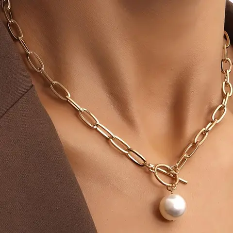Fashion Faux Pearl Decorated Necklace for Women for Gift, Clavicle Matching Necklace, Stainless Steel Jewelry for Party, Daily Decor, Trendy All-match & Exquisite Jewelry for Birthday Gift, Elegant Beaded Necklace, Fashion Accessory Necklace