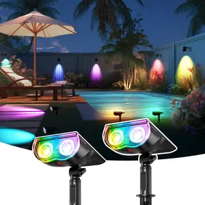 Linkind Smart Solar Spotlight SL5C Color Changing Cool Warm White Landscape Lighting APP Control Solar Lights Outdoor IP67 Waterproof for Yard Garden Pathway 2 Pack with AI-Dot App for Customizable Scenes