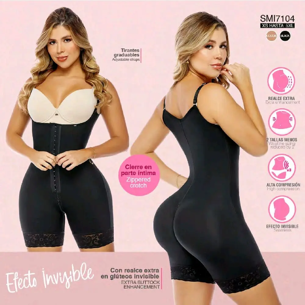Fajas Colombianas SMi7104 High Compression Zippered Crotch Extra Buttock Enhancement Invisible Effect