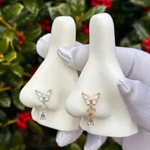 Butterfly Nose Ring - 20G Stainless Steel, 7mm Long, Shaped Design