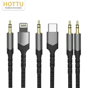 【HOTTU】High-Resolution Audio Cable, Aux Braided Line, Compatible with Mobile Devices, Car Stereo, Headphones, Speakers, Universal Connection