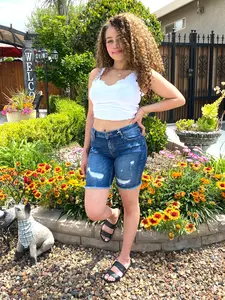 Cello Mid Rise Distressed Bermuda Short - Women's