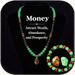 2pcs/set Money Attraction Necklace set With GreenAventurine & Tiger Eye  Pendant Healing Crystal Stone ，Anniversary, Vacation &Theme Parties Jewelry Charms Abundance Crystal bracelet，Long Chain，Sweater chain，Ideal Gift Jewelry for Men and Women