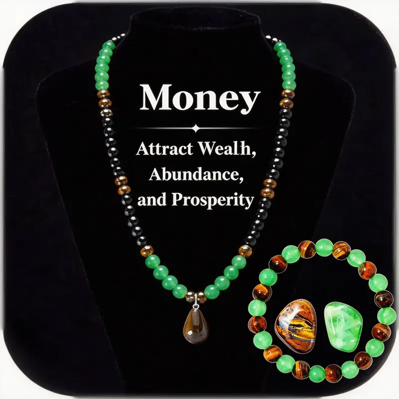 Baroque Green Aventurine and Tiger Eye Pendant Necklace for Women, 27.1-Inch Long Chain Crystal Jewelry to Attract Abundance, Jewelry For Women, Meaningful Gifts, Daily Wear, Crystal Stones, 69Cm, Anniversary, Theme Parties, Tiger's Eye, Unisex, Adults, V