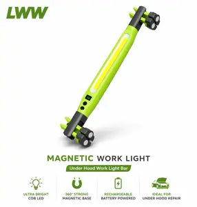 LWW 2026 Upgraded Magnetic LED Work Light Bar Rechargeable Under Hood Mechanic Light Portable COB Inspection Lamp with Magnetic Base Hooks USB Power Bank for Car Repair Garage Camping