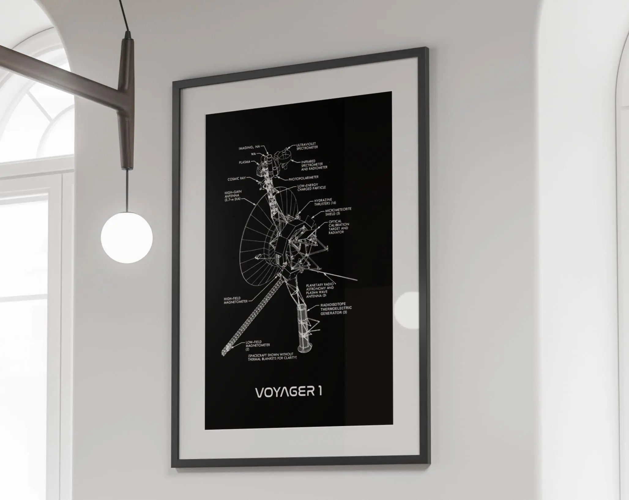 [SALE UP TO 45%, Unframed] Voyager 1 Satellite Blueprint Poster, NASA Technical Specification, Space Science Art
