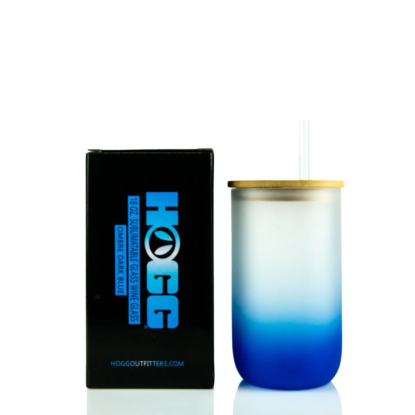18oz Sublimatable Ombre Glass Wine Glass - Dark Blue