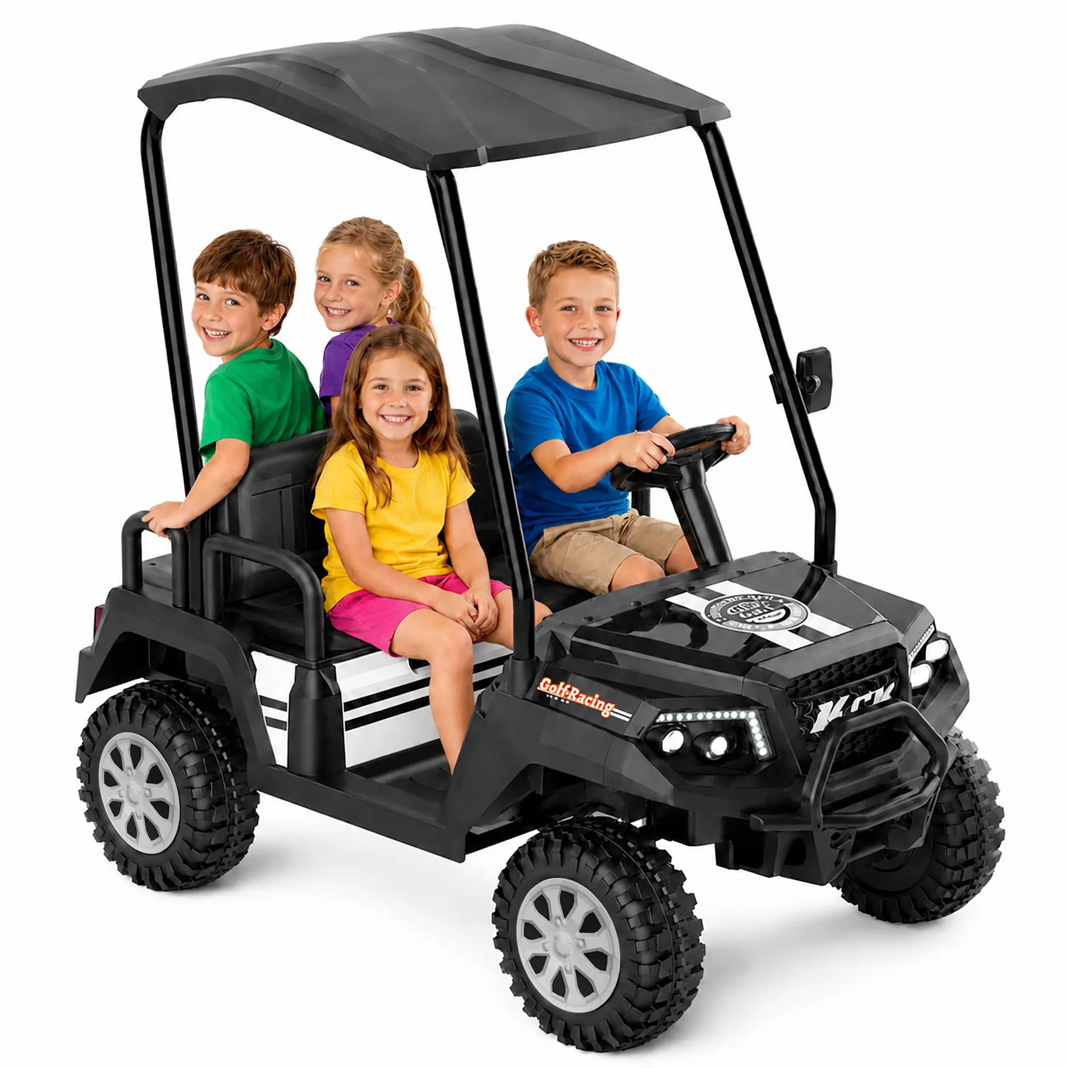 #summerfinds LIGIANT 24V 4WD 4-Seater Kids Golf Cart, Electric Ride On Car with Parent Remote Control, Detachable Awning & Bluetooth Music, Up to 264 lbs, Outdoor Toy for Kids Ages 3-8
