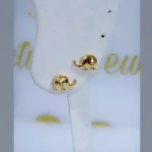 Elephant Design Earrings #0222 14k Laminated Gold Hypoallergenic 3 Layers Protection Daily Use