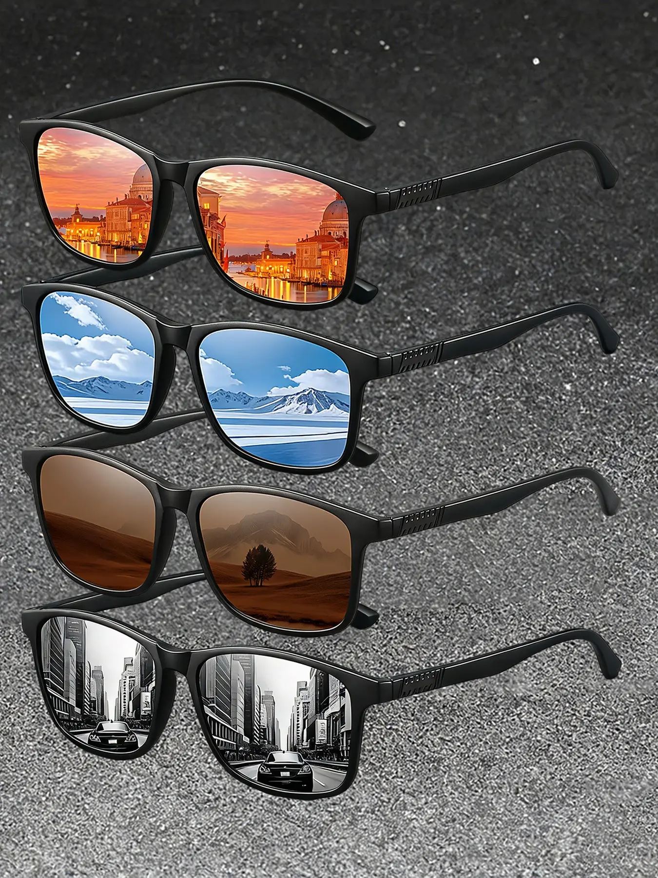 4pcs fashion retro striped glasse,suitable for both men and women,multiple lens color options,nose pad adopt rubber material,minimalist casual style,suitable for daily travel wear,perfect vacation accessory