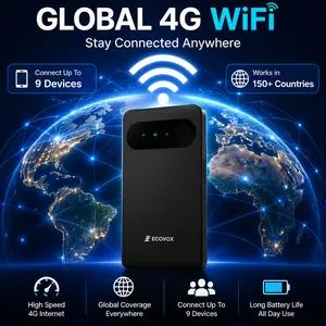 ECOVOX Simple 4G LTE Portable Plastic Pocket Wi-Fi Hotspot - 3.5oz 3C Digital Product, 1 Port USB, Pay As You Go, No SIM/Contract, Auto Network Switching, 9-Device Connect, 3000mAh Battery, Universal for USA+150+ Countries, Ideal for Travel, Outdoor Use
