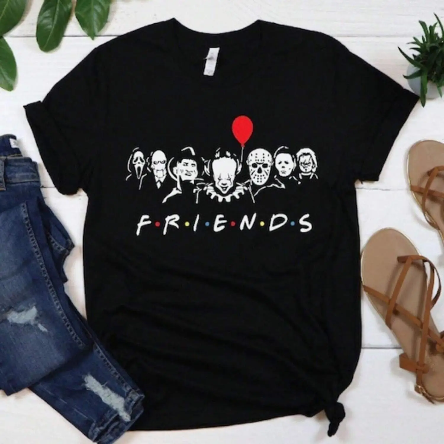 Friends Halloween T-shirt Horror Movie T-shirt Horror Movie Killers T-shirt Halloween Tees Spooky Season Halloween Graphic T-shirt