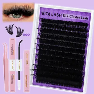 Mixed Length Cluster Lashes Kit, 1 Box Soft and Comfortable False Eyelashes Kit with Glue & Lash Remover & Tweezers, Eye Makeup Accessories, Cosmetic, Eyelash Extension Glue, Individual Lashes Cluster