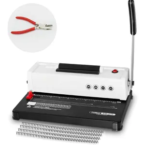 Spiral Binding Machine, 4:1 Pitch, 12 Sheets Punch Capacity, Electric Coil Insert, Book Binder Machine for A4/A5/Letter Size Paper, Come with 1 Box pcs 5/16'' Coils & Pliers