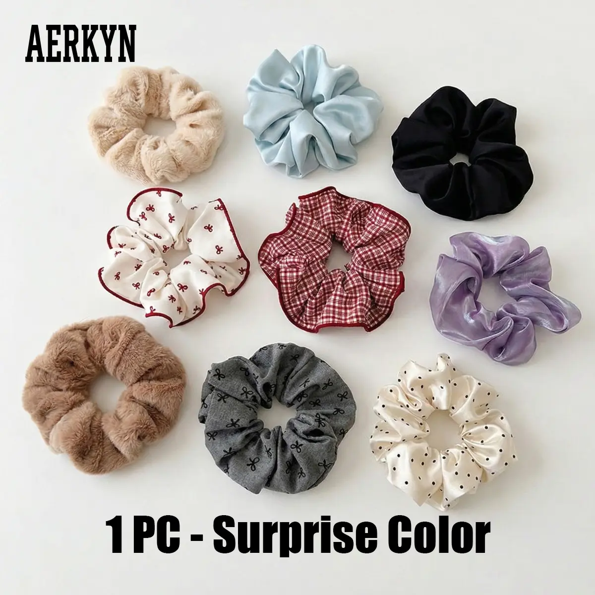 Gift: Elegant Satin Scrunchie (Surprise Color) 1 PC, Elastic scrunchi for Women, Gentle on Hair, Hair Accessories
