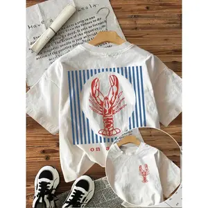 Red Lobster Graphic Print T Shirt Womens Oversized Casual Short Sleeve Crewneck Tee Soft Summer Streetwear Vacation Beach Outfit Top