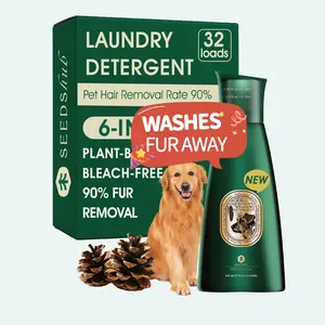 Seedshub Pet Hair Removal Laundry Detergent 27 fl oz 32 Loads Plant-Based Enzymes Cedar Scent Bleach-Free Fur Odor Stain Remover for Cat & Dog Owners