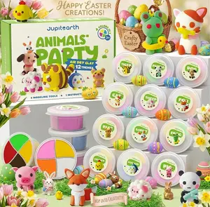 Best Easter Basket Stuffers! 12-Pack Animal Air Dry Clay Kit - No-Mess DIY Craft Toy for Kids, Perfect Holiday Gift for Boys & Girls Coloring Gift Book Color Marker Set Summervibes tiktokshopspringglowup Art Pen