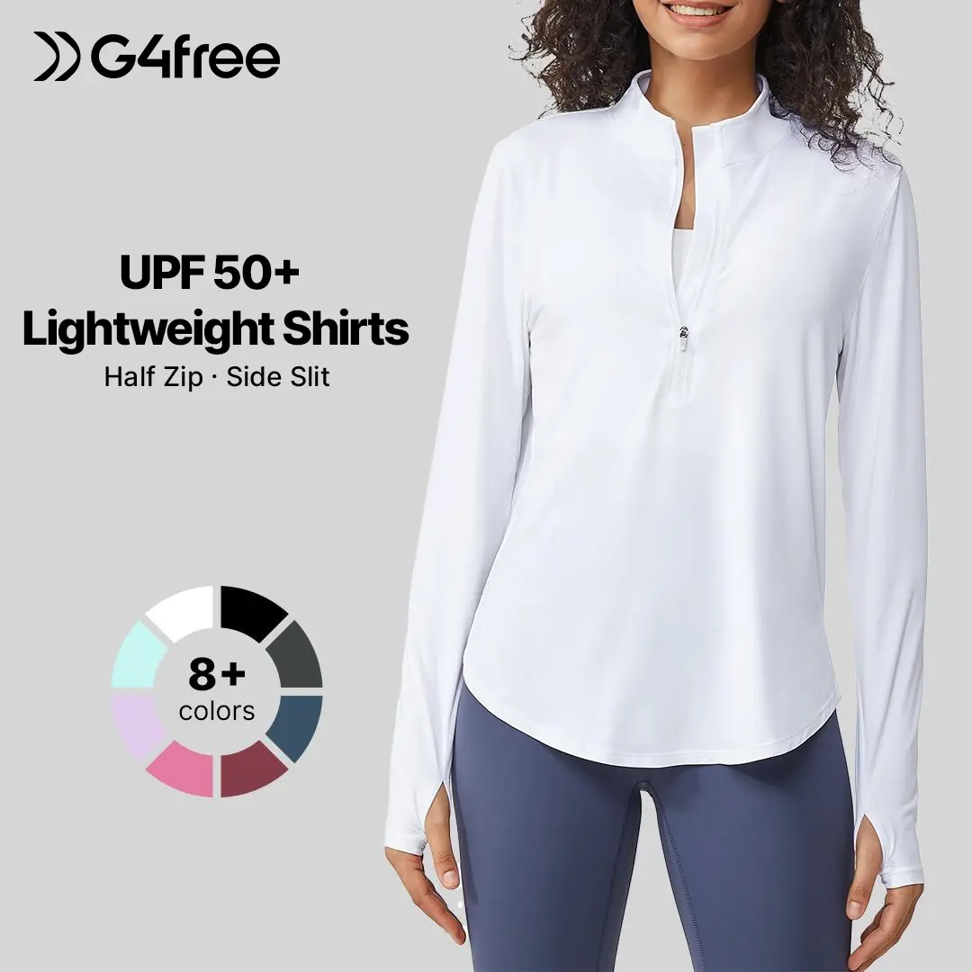 G4Free Womens UPF 50+ Sun Shirts Lightweight Golf Shirts Quick Dry Half Zip Workout Tops Running Hiking Activewear