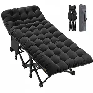 Folding Camping Bed with Mattress, No Assembly Instant Open Portable Sleeping Cot for Indoor Outdoor Use