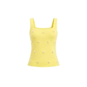 Cant Forget Me Knit Pearl Embellished Tank Top