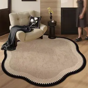 1pc  Light Luxury Retro Living Room Carpet Flower Shape Bedroom Decoration Bedside Carpet Irregular Shape Loop Pile Anti-slip Floor Mat Home Washable Study Floor Mat Modern Rug