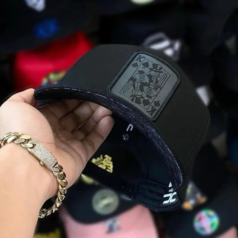 Unisex Poker Embroidered Snapback Baseball Cap - Cotton, Elastic Fit, Machine Washable, Trending Snapback Hat for Men & Women, All Seasons Wear