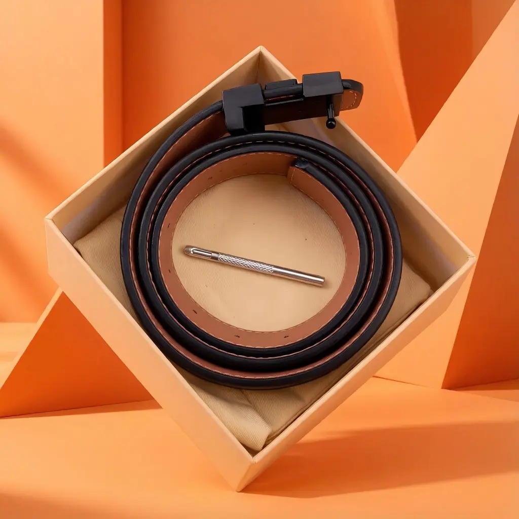 Printed Classic Leather Belt Unisex Fashion Waist Strap Casual Semi-Formal Gift Box