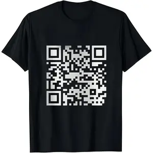Funny FU QR Code T-Shirt Black Cotton Crew Neck Short Sleeve Casual Graphic Tee for Men Comfortable Versatile Everyday Wear Soft Stylish Streetwear Top
