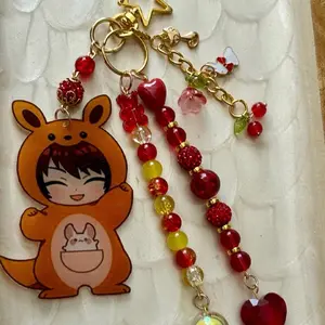 Handmade Keychains with Anime Character Design and Colorful Beads Star Charm