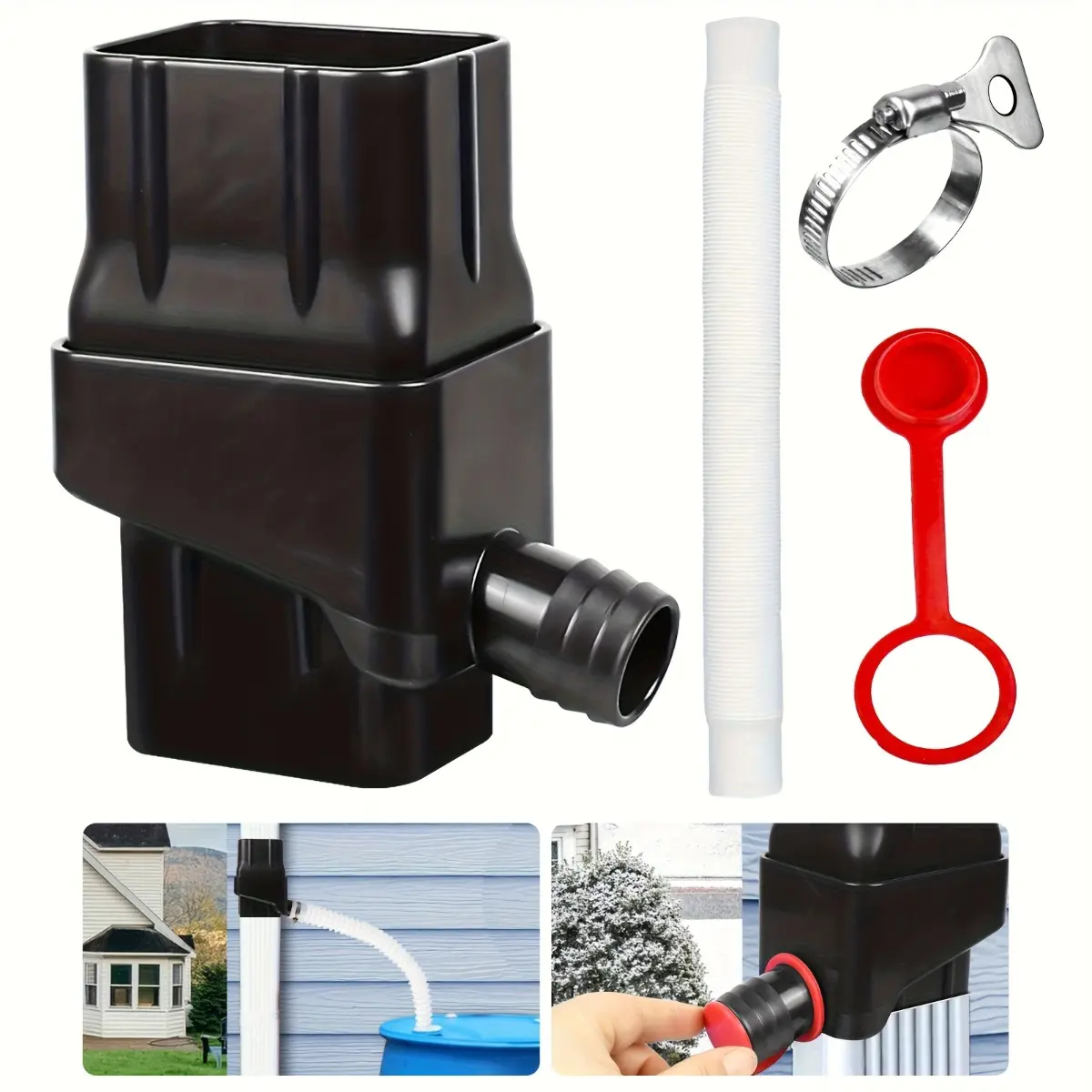 Outdoor Downspout Drain Diverter Kit, Durable Rainwater Redirector with Expandable Extension Hose, Easy Installation, Adjustable 14.1-50.2 Inch for Roof Drainage, Garden Water Redirecting, Yard Flood Prevention and Efficient Rainwater Management