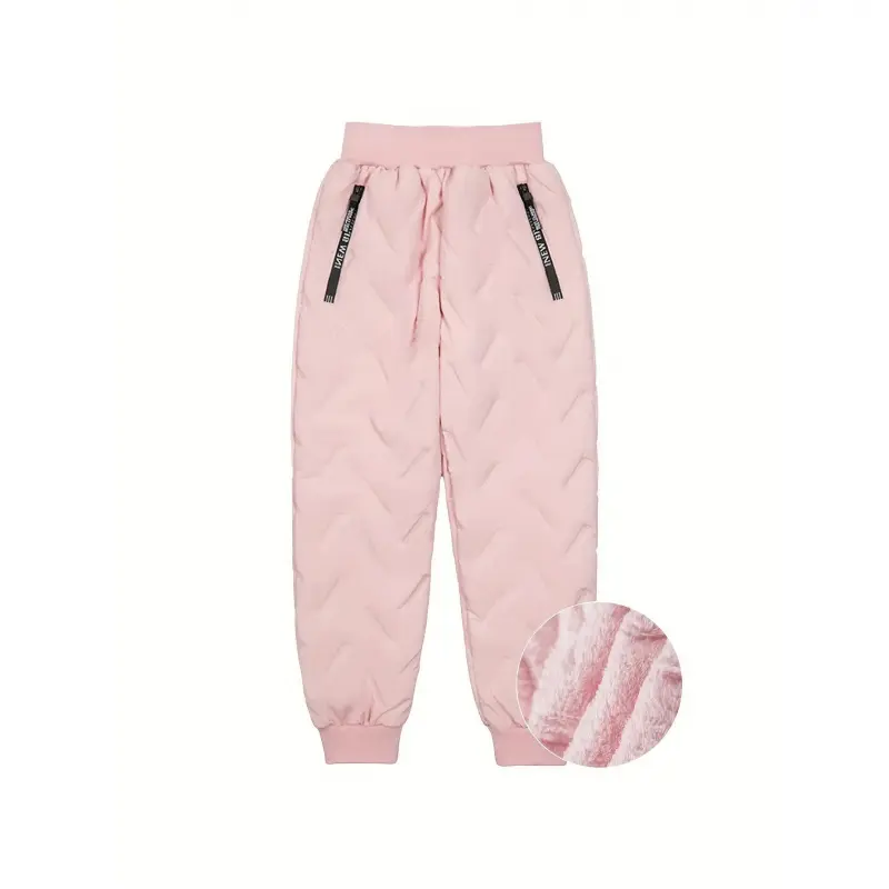 New Child-Sized Girls’ Winter Ski Pants - Windproof, Warm, Triple-Layer Insulated, Fleece-Lined with Elastic Cuffs, Zipper Details (Girls’ Sweatpants Must-Have), Child-Sized Girls' Sweatpants