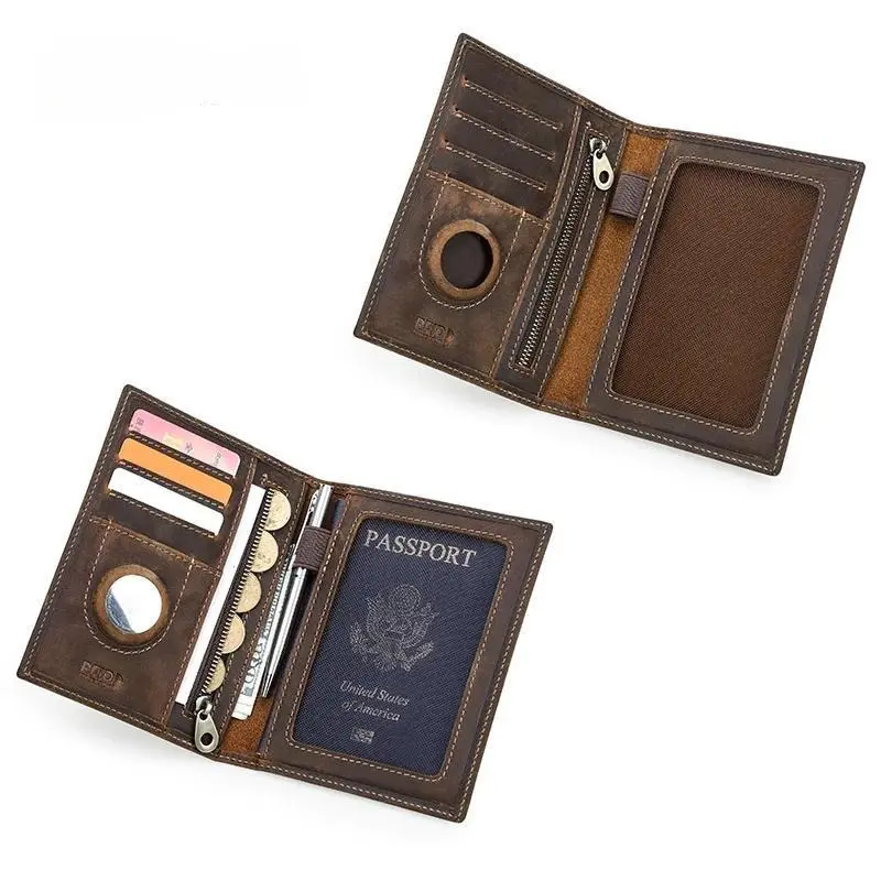 Real Leather Passport Wallet - RFID Blocking Travel Organizer for Female, with Tracker Slot, Multi-Card Holder, Coin Purse, Animal Beads, Bow, Daily Heart Accent, Multi-Compartment, Insect, Travel-Ready, Star, Women