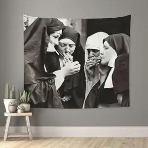 One piece - Nun smoking tapestry - Aesthetic wall decoration - Suitable for bachelor parties, graduation ceremonies -room accessories