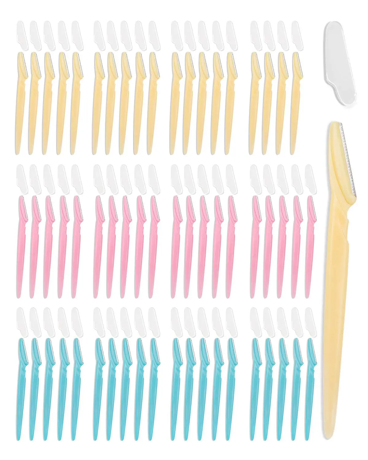 60 Pcs Face Razors for Women and Men, Multipurpose Eyebrow Razor, Dermaplaning Tool for Face by MoHern, Multi-Color
