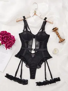 Jumpsuit underwear   sexy high-quality comfortable hot bra set bustier school wear gift homecoming shopping night for her sheer lace lingerie see through sleepwear  avid floral fashion comfy lady garterbelt romantic  Halloween  boyfriend gifts