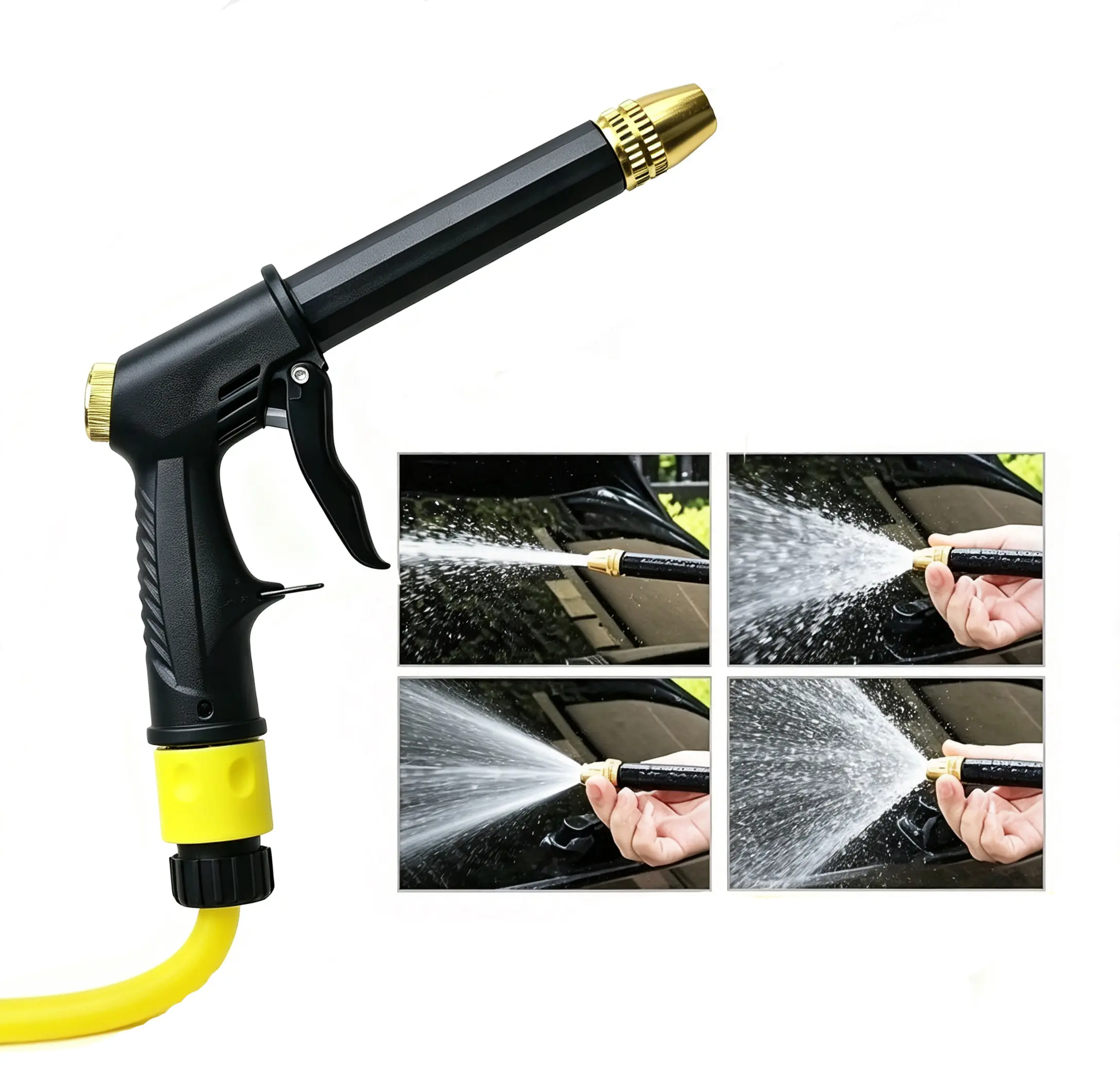 Portable High-Pressure Water Sprayer - Resistant Plastic Body, Multi-Function Durable Nozzle, Garden Hose Compatible for Car Wash & Household Cleaning